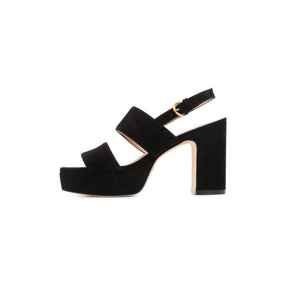 Stuart Weitzman Sandals Size 11 Black Suede Heels Womens 11 - Picture 1 of 9